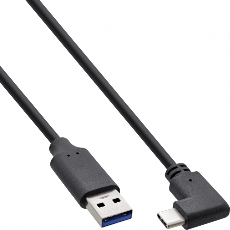 Imagine Cablu USB 3.2 Gen2-A la USB type C drept/unghi 90 grade T-T 0.3m, InLine IL35717W