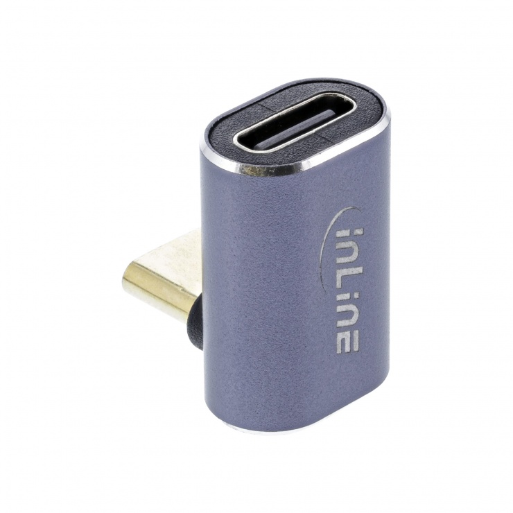 Imagine Adaptor USB 4 type C 8K60Hz/240W unghi sus/jos T-M metalic, InLine IL35900D