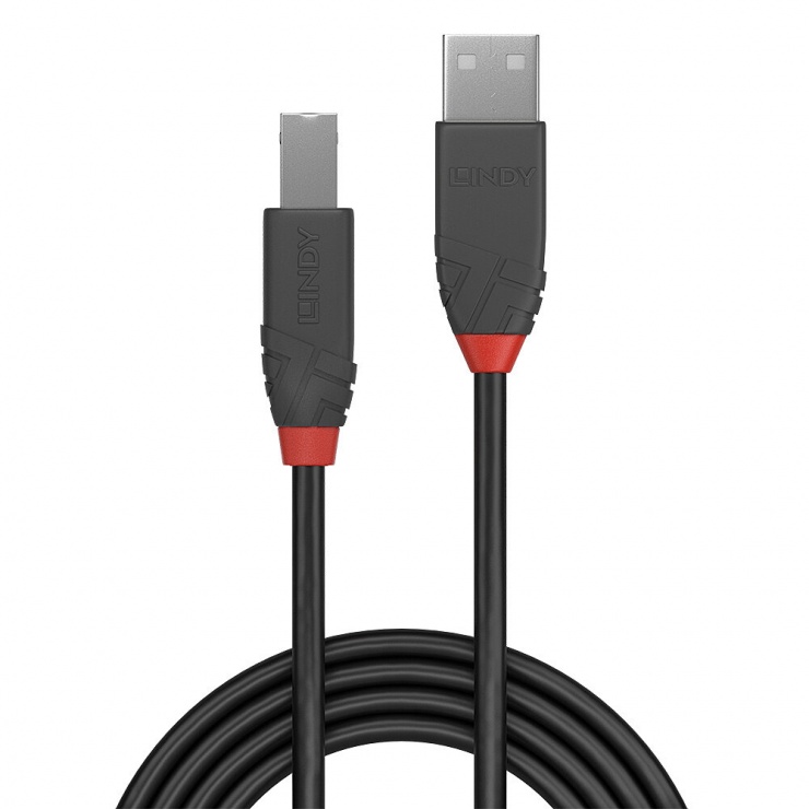 Imagine Cablu de imprimanta USB A la tip B 2m Negru Anthra Line, Lindy L36672