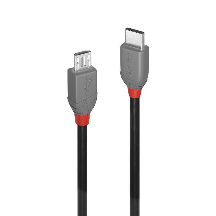 Imagine Cablu USB 2.0 tip C la micro USB-B T-T 1m Anthra Line, Lindy L36891