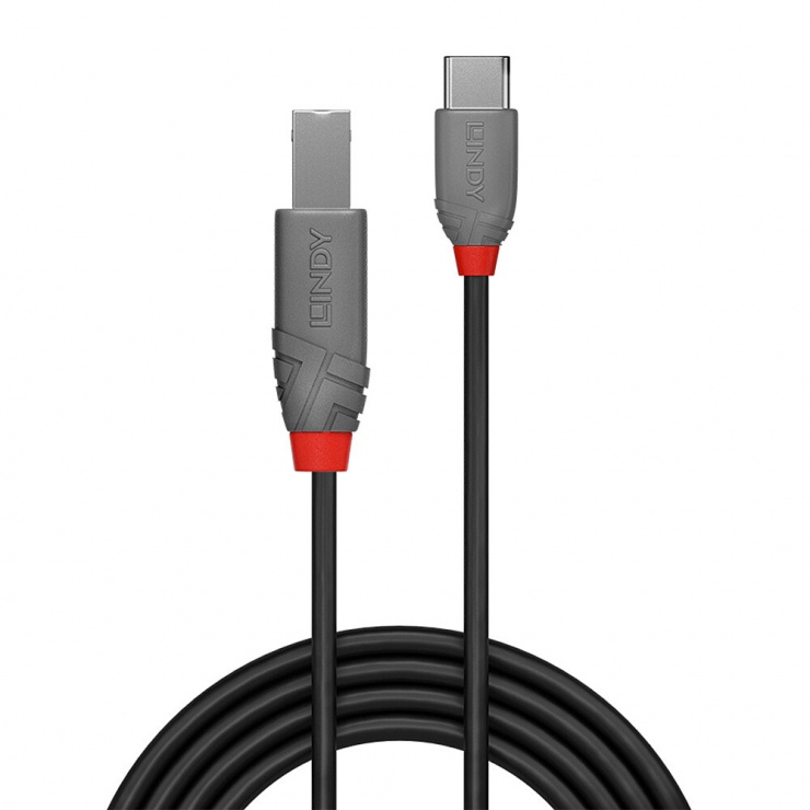 Imagine Cablu USB 2.0 Type C la USB-B Anthra Line 1m, Lindy L36941