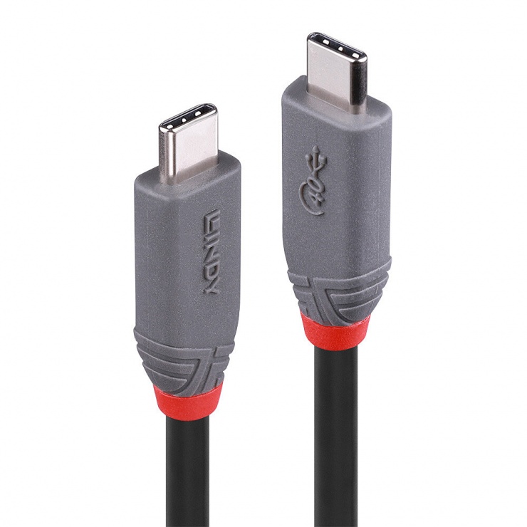 Imagine Cablu USB 4 Gen3x2 Type C la type C 8K30Hz/100W Anthra Line T-T 0.8m, Lindy L36947