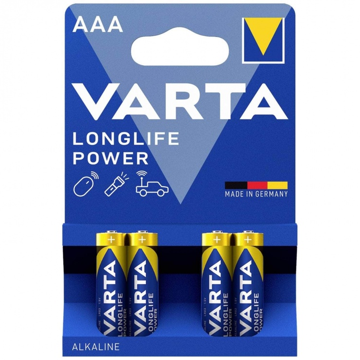 Imagine Set 4 buc baterie alcalina LongLife Power AAA/LR3, Varta