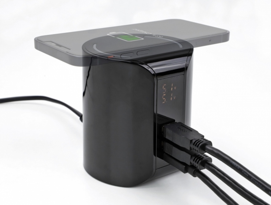 Imagine Incarcator priza 1 x USB type C PD + 2 x USB-A 58W + incarcare wireless 10W, Delock 41441