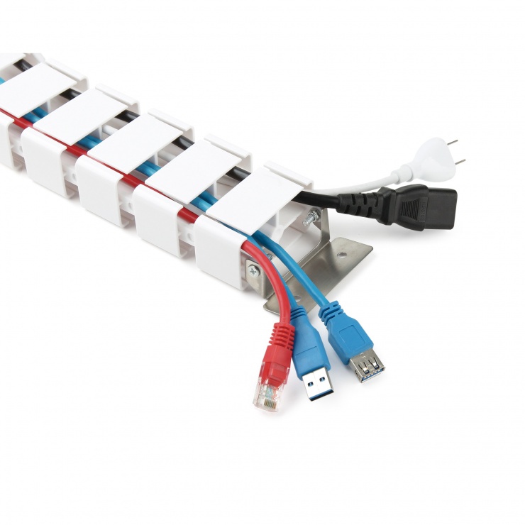 Imagine Organizator cabluri/canal cablu inaltime reglabila 68x36mm max. 1.28m Alb, InLine IL59996C