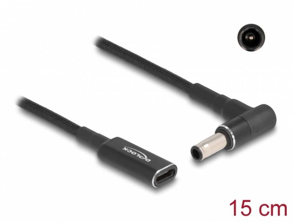Imagine Adaptor de incarcare laptop USB type C la Samsung 5.5 x 3.0 mm M-T 0.15m, Delock 60042