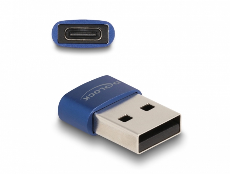 Imagine Adaptor USB 2.0-A la USB type C T-M Albastru, Delock 60051
