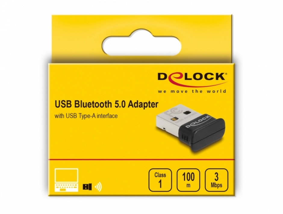 Imagine Adaptor Bluetooth 5.0 dual mode + EDR + BLE Class 1 max. 100m, Delock 61024