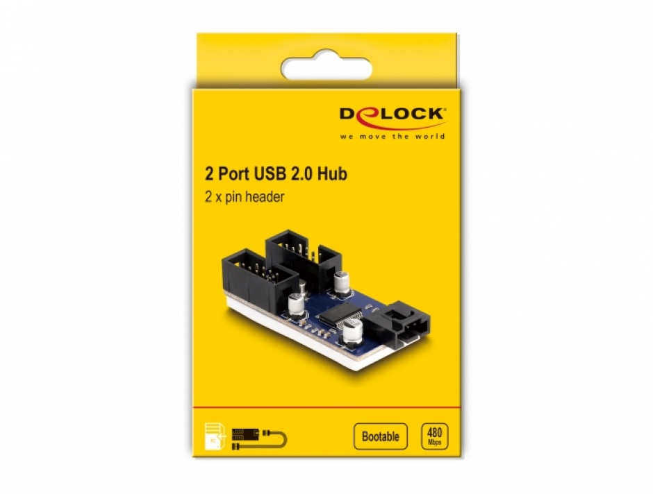 Imagine HUB cu 2 x pin header USB 2.0, Delock 61100