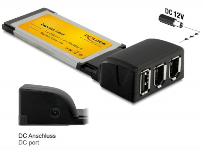 Imagine Placa ExpressCard la 1x USB 2.0 - 2 x FireWire A, Delock 61389