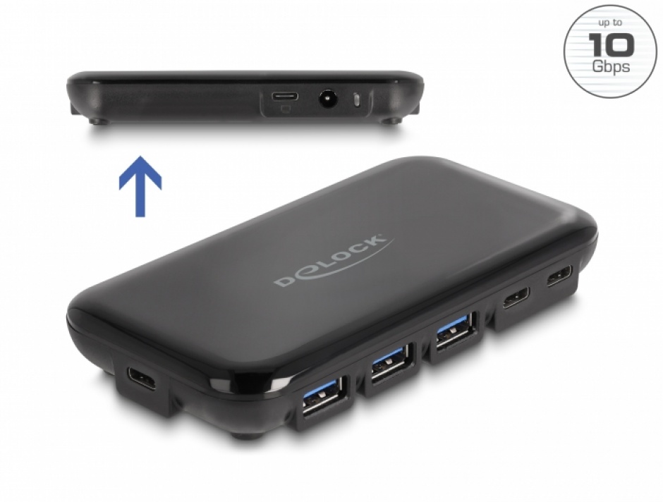 Imagine HUB USB 3.2 Gen 2 la 4 x USB-A + 3 x USB type C, Delock 64209