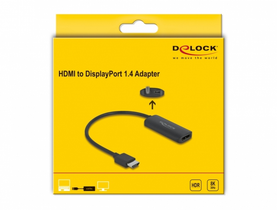 Imagine Adaptor HDMI la Displayport 8K30Hz T-M, Delock 64213