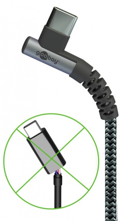 Imagine Cablu USB-A 2.0 la USB type C unghi 90 grade 60W T-T 0.5m, Goobay G64655