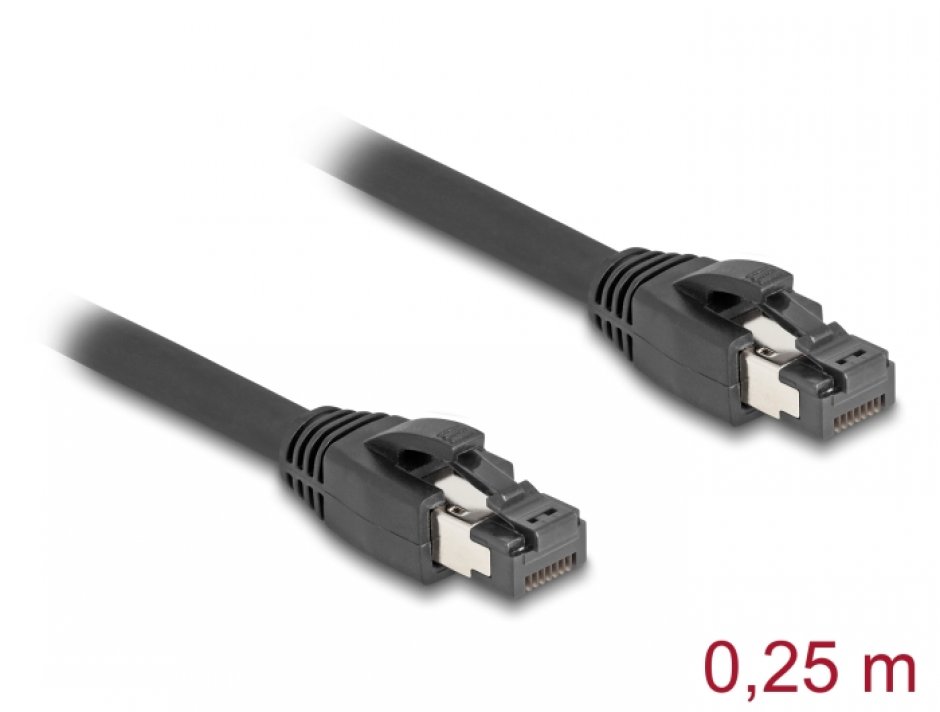 Imagine Cablu de retea RJ45 Cat. 8.1 S/FTP LSOH 0.25m Negru, Delock 80231