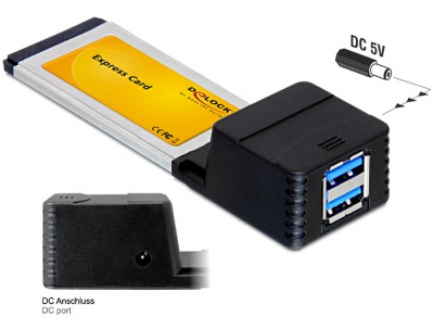 Imagine Placa ExpressCard la USB 3.0 2 porturi, Delock 66227