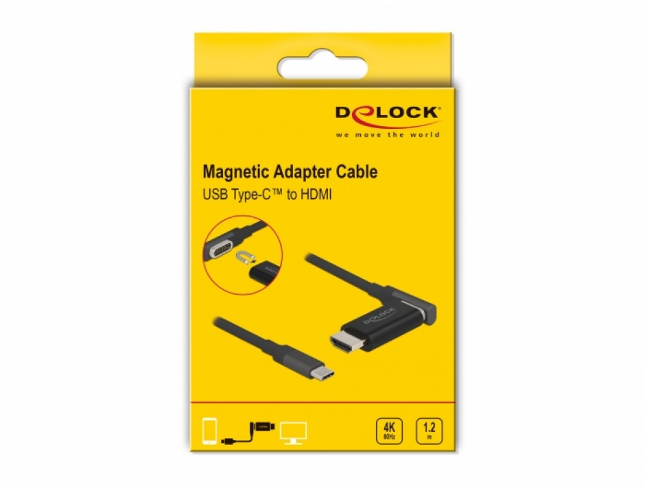 Imagine Cablu USB Type-C la HDMI 4K60Hz magnetic 1.2m, Delock 66685