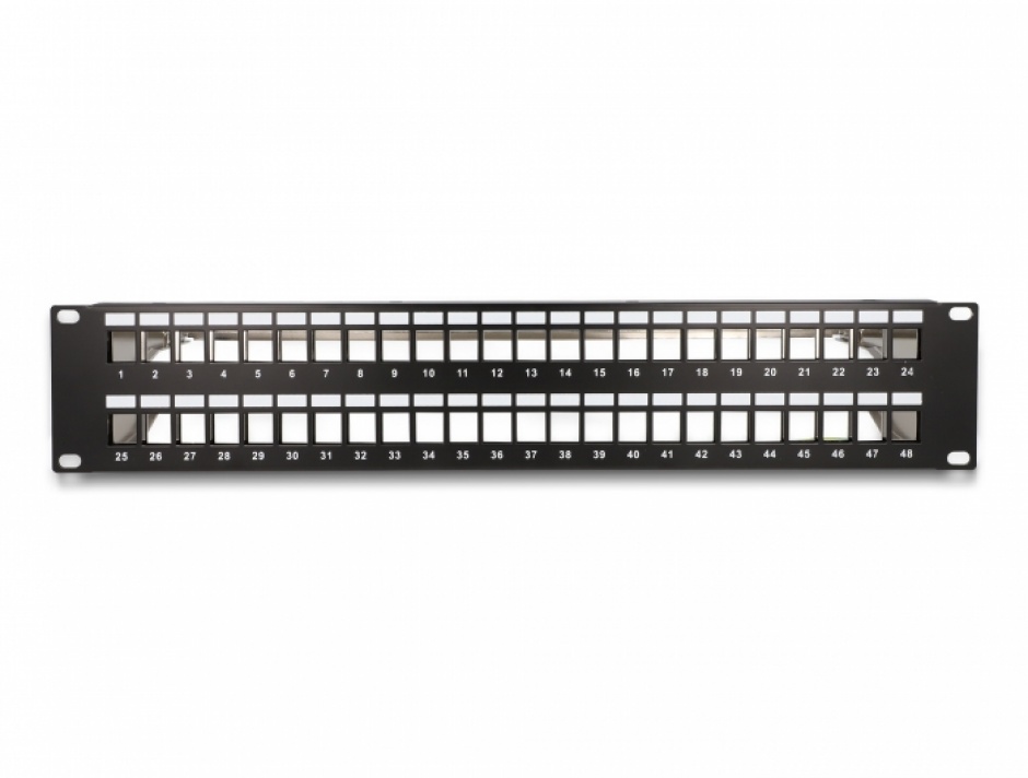 Imagine Patch panel 19" 2U pentru 48 x Keystone Negru, Delock 66878