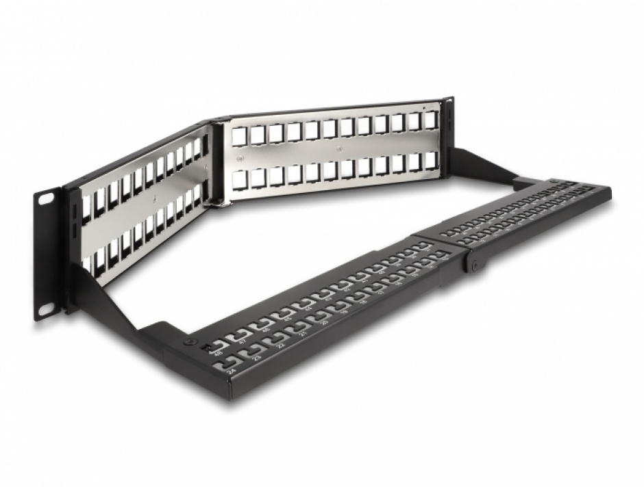 Imagine Patch panel 19" pentru 48 x keystone 2U unghi, Delock 66977