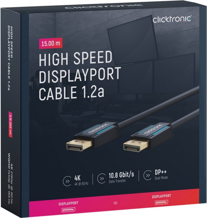 Imagine Cablu Displayport ecranat v1.2 15m Clicktronic