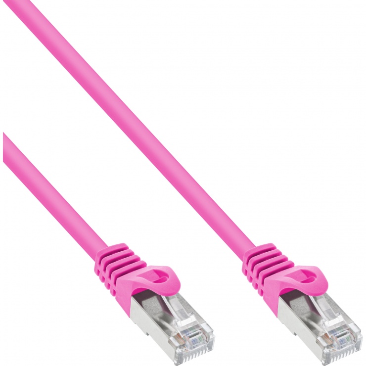Imagine Cablu de retea RJ45 S/FTP Cat.5e 0.5m Roz, InLine IL72522M