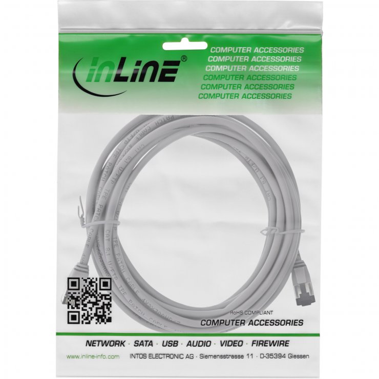 Imagine Cablu de retea RJ45 FTP Cat8.1 LSOH 3m Gri, InLine IL75303