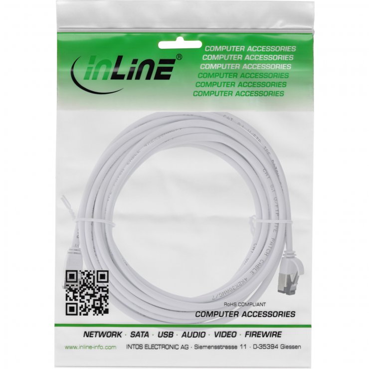 Imagine Cablu de retea RJ45 FTP Cat8.1 LSOH 5m Alb, InLine IL75305W