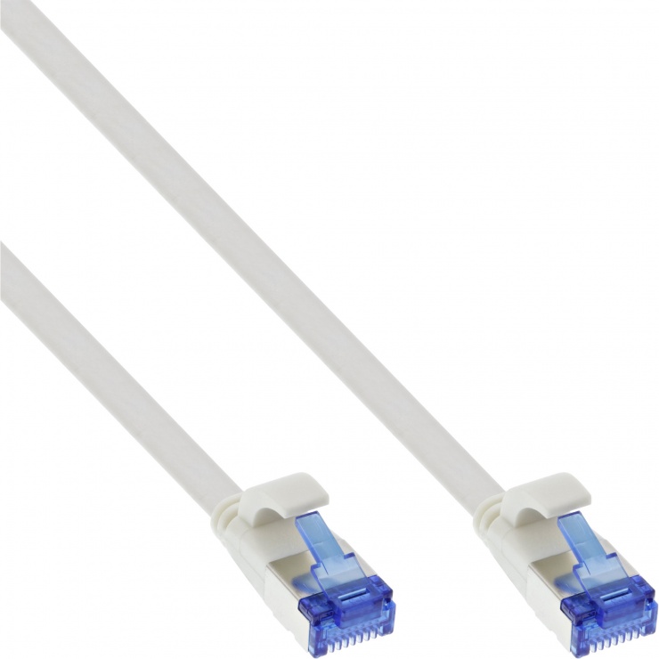 Imagine Cablu de retea RJ45 flat FTP Cat.6A 0.25m Alb, InLine IL75712W