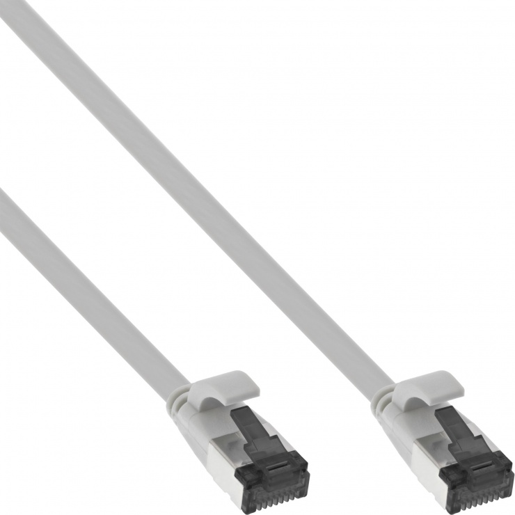 Imagine Cablu de retea RJ45 flat FTP Cat.8.1 7.5m Gri, InLine IL75807