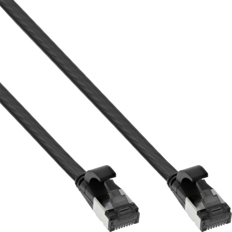 Imagine Cablu de retea RJ45 flat FTP Cat.8.1 7.5m Negru, InLine IL75807S