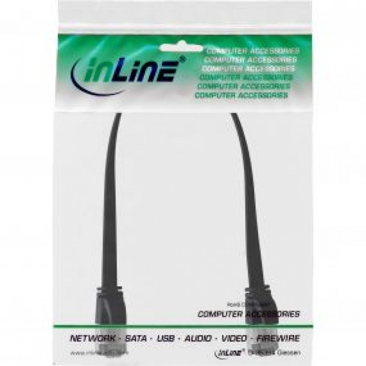 Imagine Cablu de retea RJ45 flat FTP Cat.8.1 0.5m Negru, InLine IL75855S