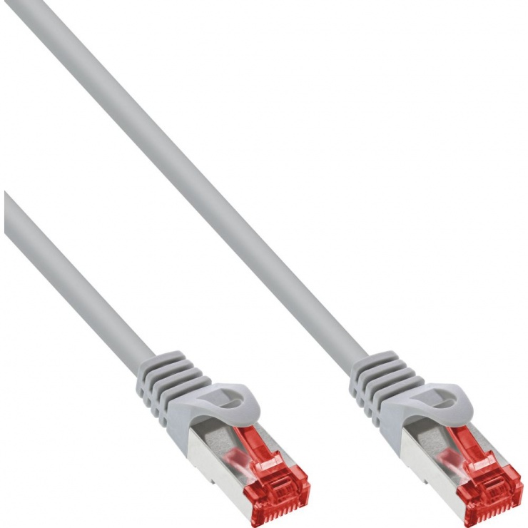 Imagine Cablu de retea RJ45 S/FTP (PiMf) Cat.6 CCA 0.25m Gri, InLine 76122