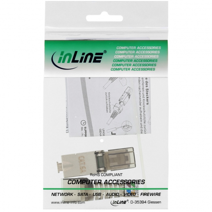 Imagine Conector ecranat RJ45 Cat.6A pentru fir solid LSA, InLine 76204A