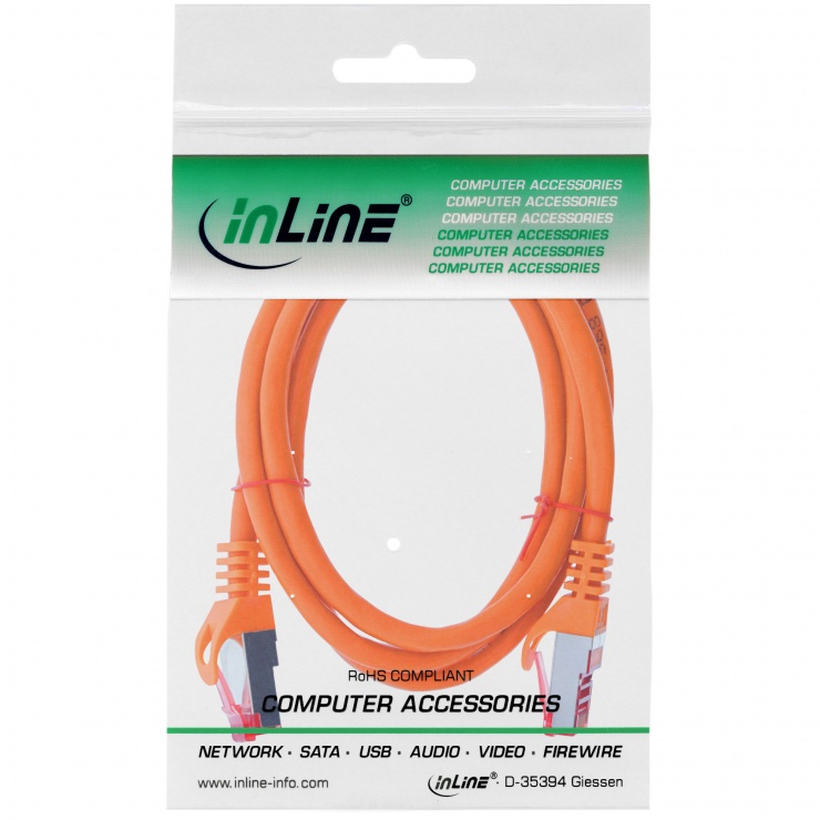 Imagine Cablu de retea RJ45 Cat.6 SFTP PiMF 5m Orange, InLine IL76405O