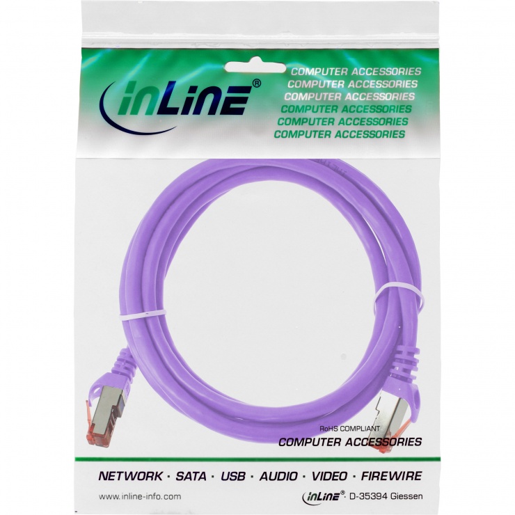 Imagine Cablu de retea RJ45 S/FTP PiMF Cat.6 2m Mov, InLine IL76402P