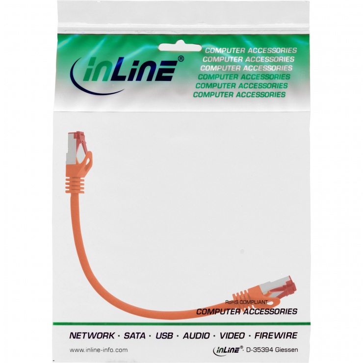 Imagine Cablu de retea RJ45 Cat.6 SFTP PiMF 1m Orange, InLine IL76411O
