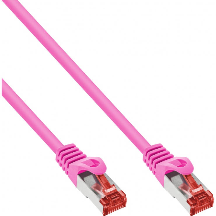 Imagine Cablu de retea RJ45 S/FTP PiMF Cat.6 5m Roz, InLine IL76405M