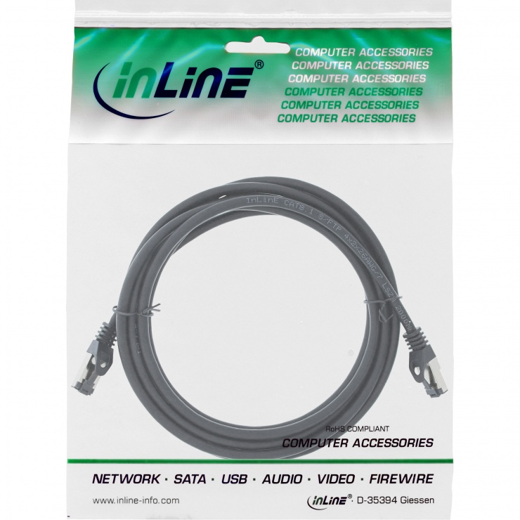 Imagine Cablu de retea RJ45 S/FTP PiMF Cat.8.1 LSOH 3m Negru, InLine IL78803S