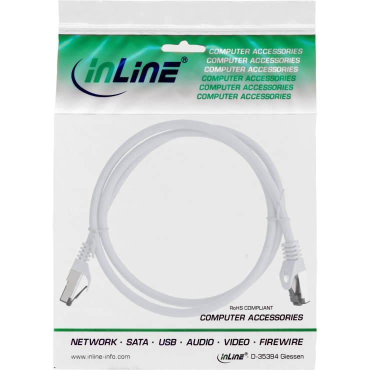 Imagine Cablu de retea RJ45 S/FTP PiMF Cat.8.1 LSOH 2m Alb, InLine IL78802W