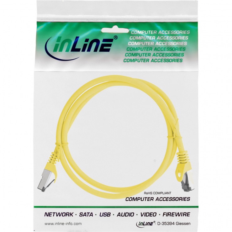 Imagine Cablu de retea RJ45 S/FTP PiMF Cat.8.1 LSOH 3m Galben, InLine IL78803Y