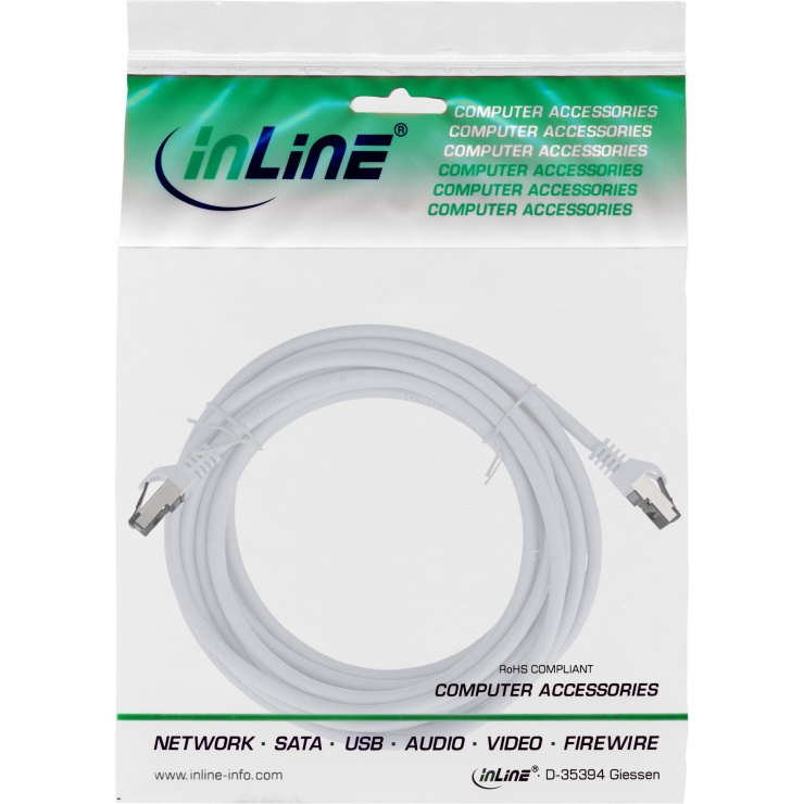 Imagine Cablu de retea RJ45 S/FTP PiMF Cat.8.1 LSOH 5m Alb, InLine IL78805W