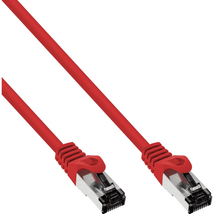 Imagine Cablu de retea RJ45 S/FTP PiMF Cat.8.1 LSOH 0.5m Rosu, InLine IL78850R