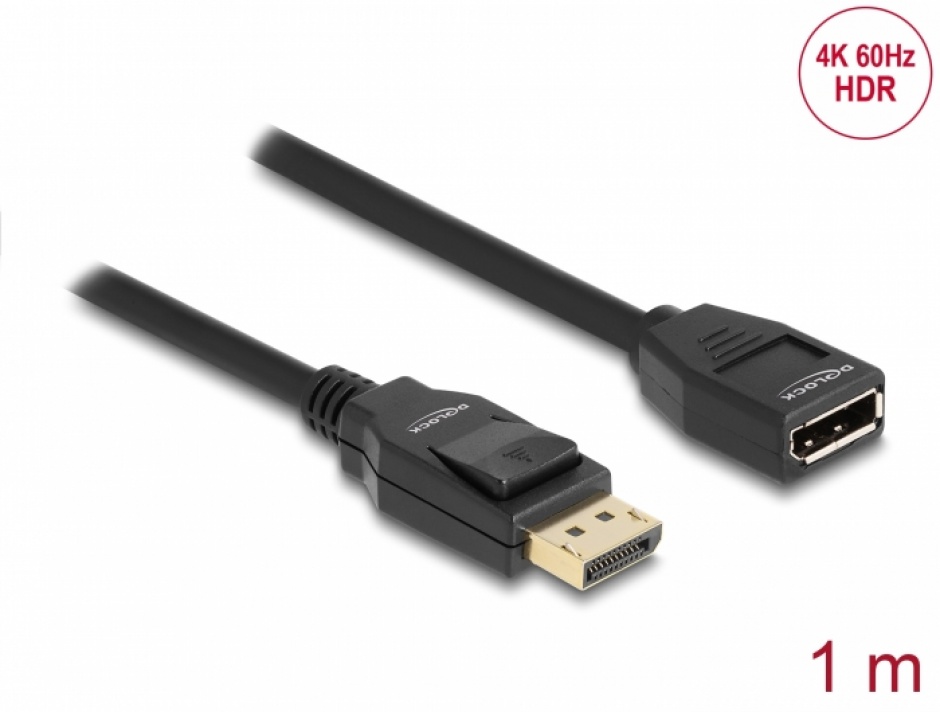 Imagine Cablu prelungitor Displayport 4K60Hz T-M 1m, Delock 80001