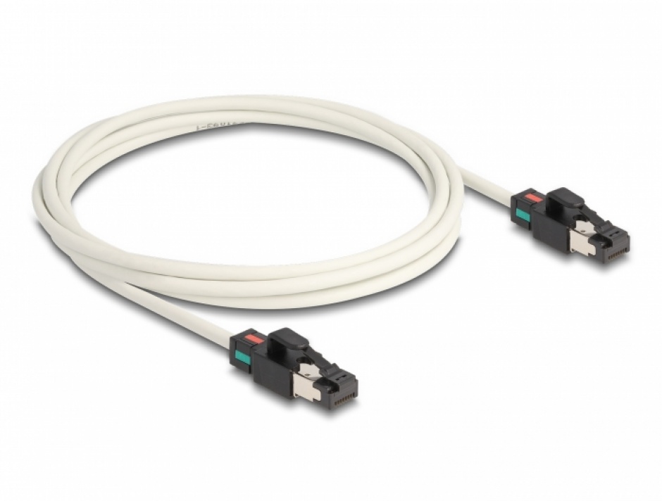 Imagine Cablu de retea RJ45 Cat.6A S/FTP cu cleme colorate rotative 2m Alb, Delock 80170