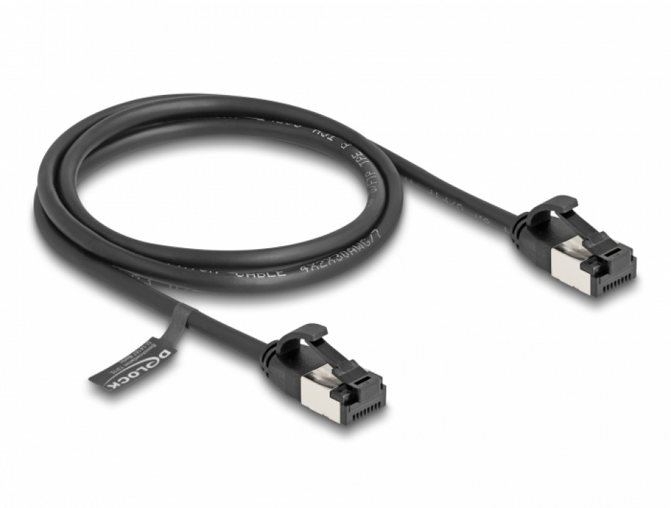 Imagine Cablu de retea RJ45 FTP Cat.8.1 flexibil 1m Negru, Delock 80183