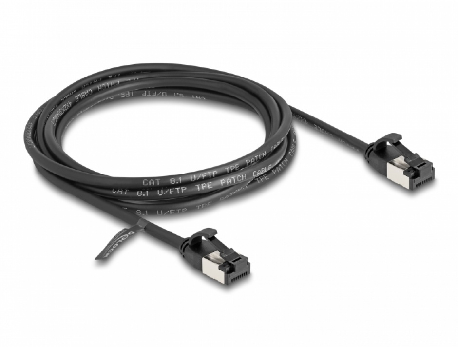 Imagine Cablu de retea RJ45 FTP Cat.8.1 flexibil 2m Negru, Delock 80184