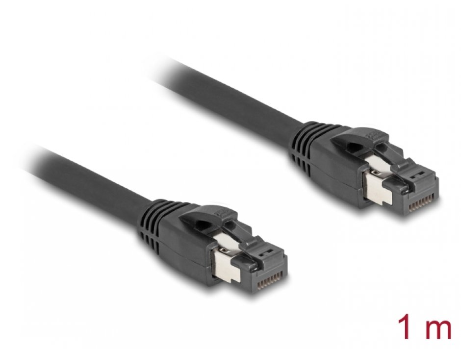 Imagine Cablu de retea RJ45 Cat. 8.1 S/FTP LSOH 1m Negru, Delock 80233