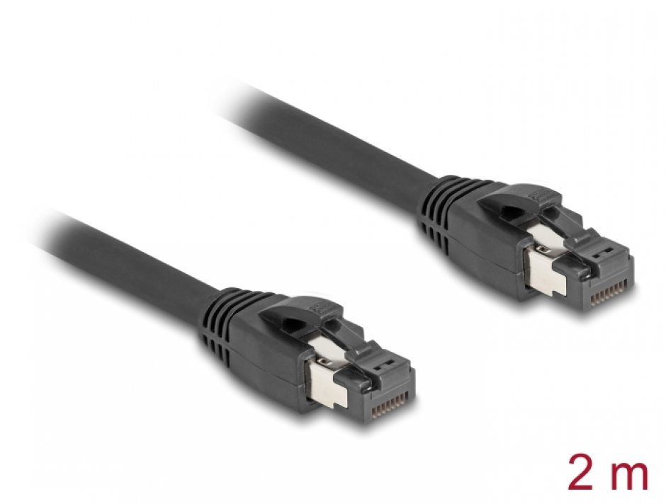 Imagine Cablu de retea RJ45 Cat. 8.1 S/FTP LSOH 2m Negru, Delock 80234