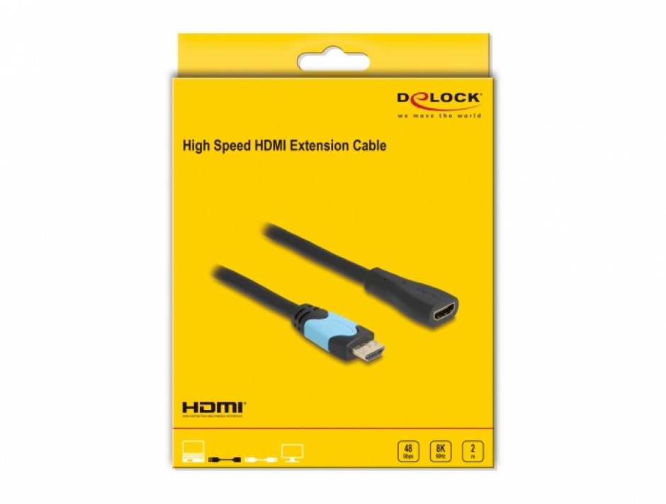 Imagine Cablu prelungitor HDMI High Speed 48Gbps 8K60Hz/4K120Hz T-M 2m , Delock 81998