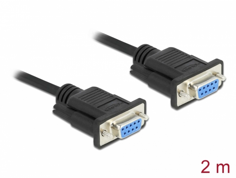 Imagine Cablu Serial RS-232 D-Sub 9 pini la D-SUB 9 pini null modem CTS/RTS auto control M-M 2m, Delock 87785