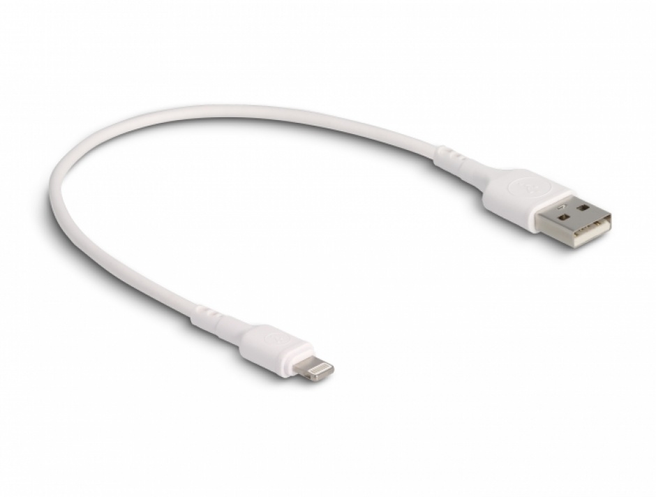 Imagine Cablu de incarcare USB-A la iPhone Lightning 0.3m Alb, Delock 87866